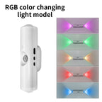 HaloBeam RGB colour changing model shown with purple, green, amber, red and blue light swatches